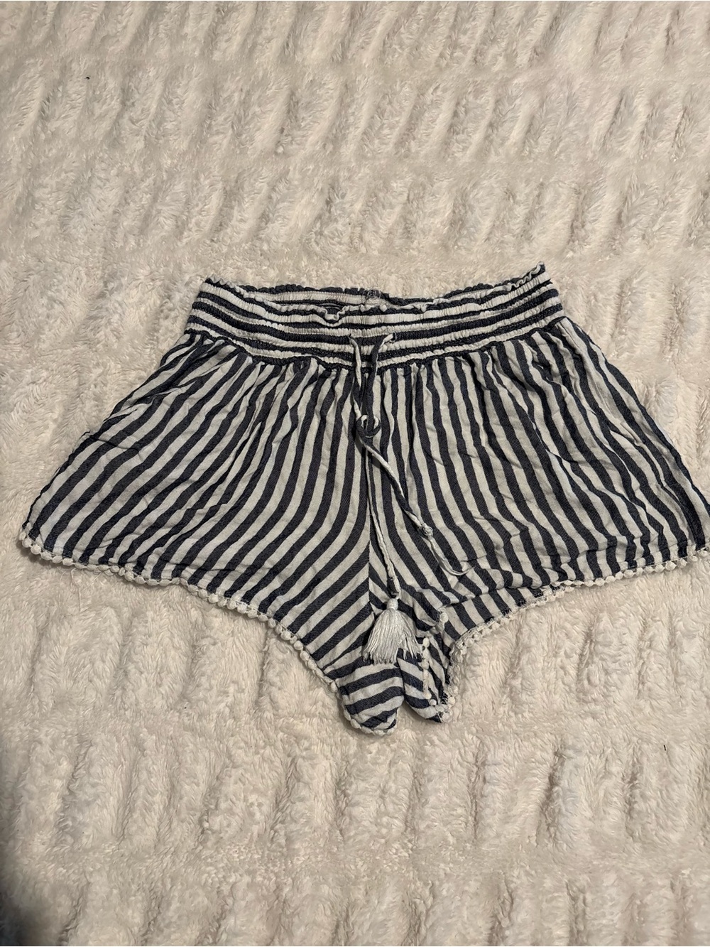 Striped Navy and White Women’s Beach Shorts